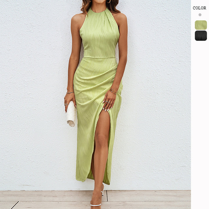 Damen Maxikleid mit hohem Schlitz und eleganter Raffung Drune