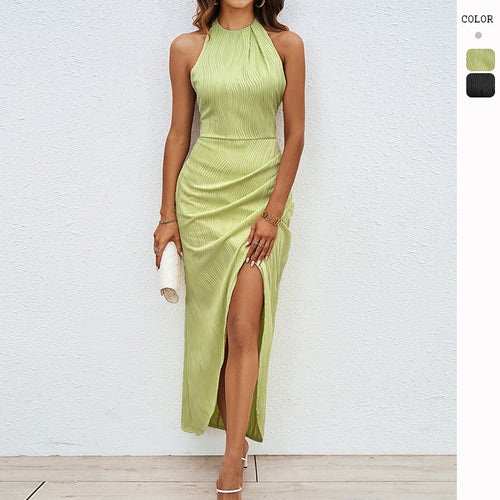 Damen Maxikleid mit hohem Schlitz und eleganter Raffung Drune
