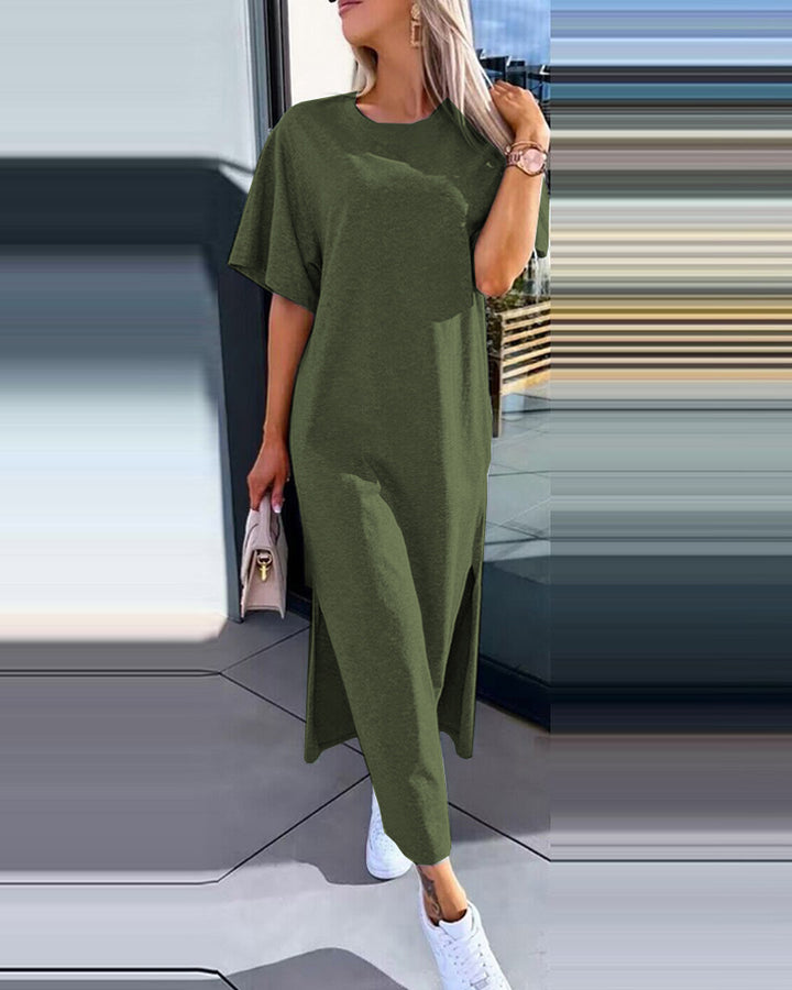 Frauen Freizeit Maxi Kleid Drune