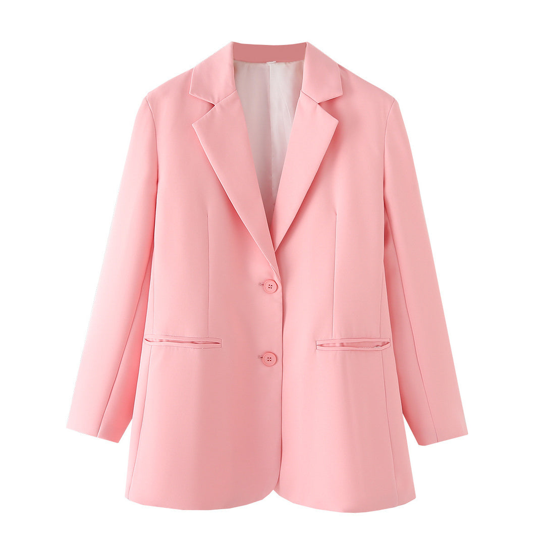 Damen nan taillierter Oversize-Blazer mit Reverskragen, Knopfverschluss und paspelierten Leistentaschen Drune