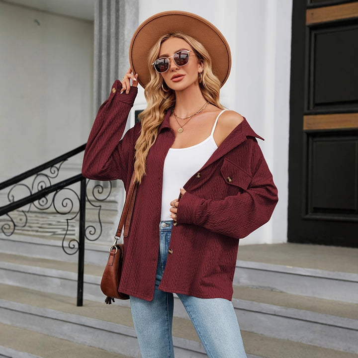 Damen Texturierte Oversize-Hemdjacke mit Pattentaschen Drune
