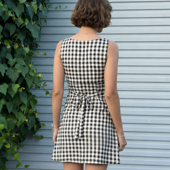 Damen süßes Vichy-Kleid mit femininer Silhouette und Rüschendetails Drune