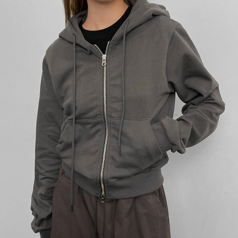 Damen sportliche Sweatjacke mit durchgehendem Reißverschluss Drune