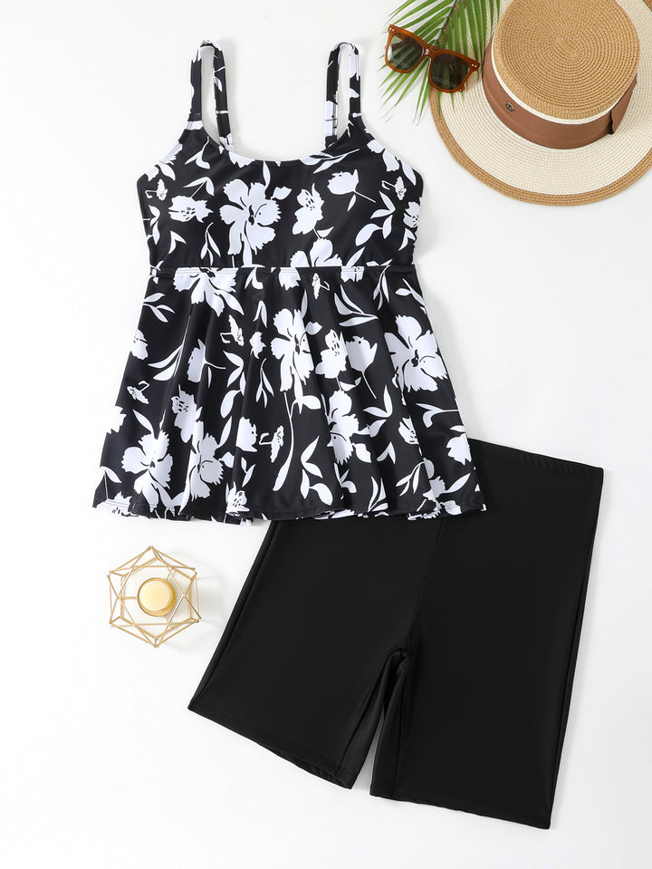 Damen Tankini-Set mit floralem Oberteil und Shorts Drune