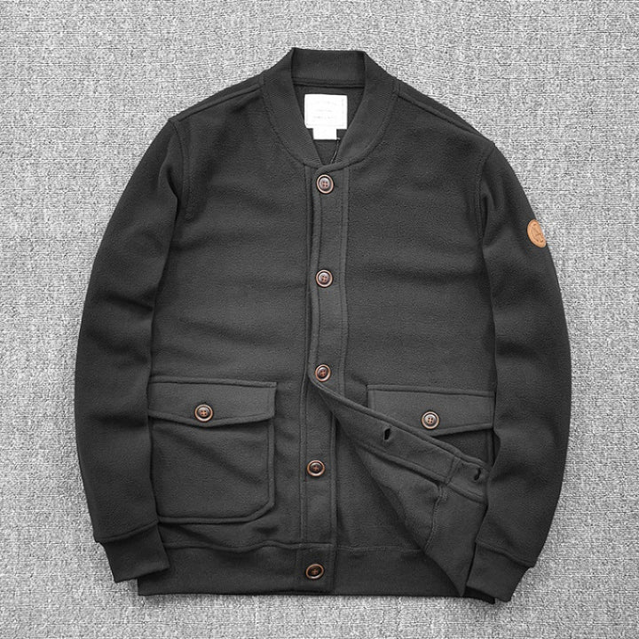 Damen lässige Sweatjacke mit Knopfleiste und praktischen Taschen Drune