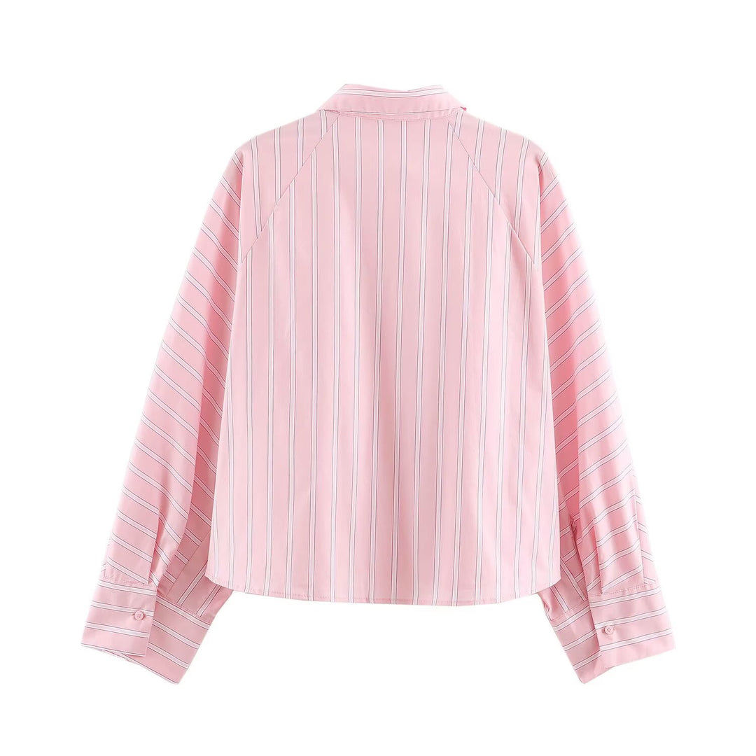 Damen Oversize-Streifenhemd mit Kentkragen und langen Manschetten Drune