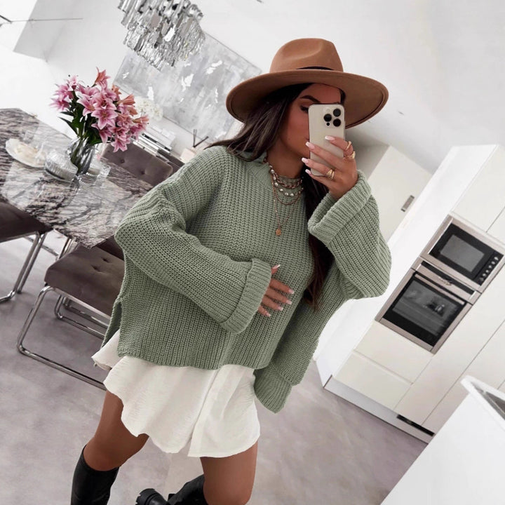Damen lässiger Pullover mit strukturiertem Gewebe und weitem Schnitt Drune