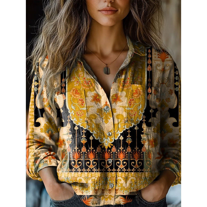 Damen Modische Bluse mit Paisleymuster Drune