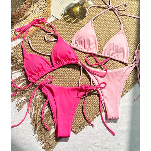 Damen Triangel-Bikini mit einstellbaren Schnürdetails Drune
