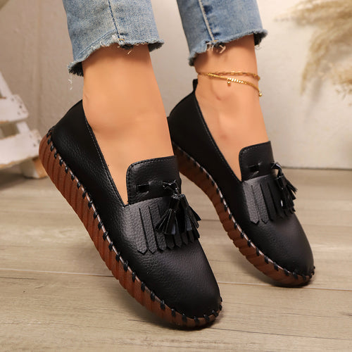 Damen Bequeme Mokassins mit Fransen-Detail Drune