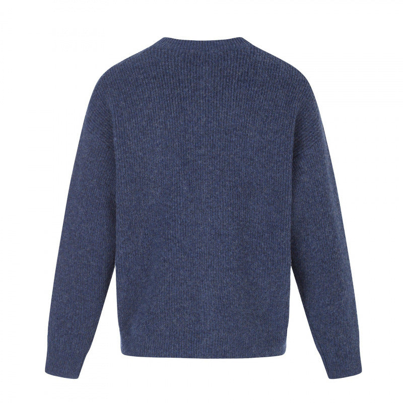 Unisex Boxy-Strickjacke mit Rundhalsausschnitt, durchgehender Knopfleiste und feiner Waffelstruktur Drune