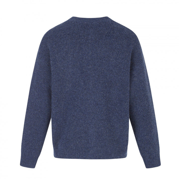 Unisex Boxy-Strickjacke mit Rundhalsausschnitt, durchgehender Knopfleiste und feiner Waffelstruktur Drune