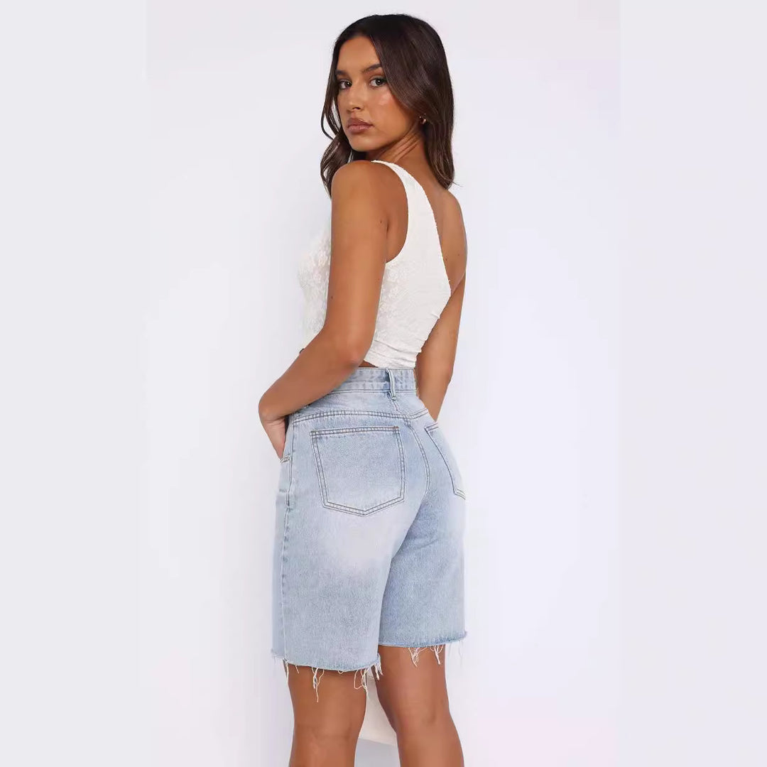 Damen asymmetrisches Spitzenoberteil mit funkelndem Ringdetail Drune