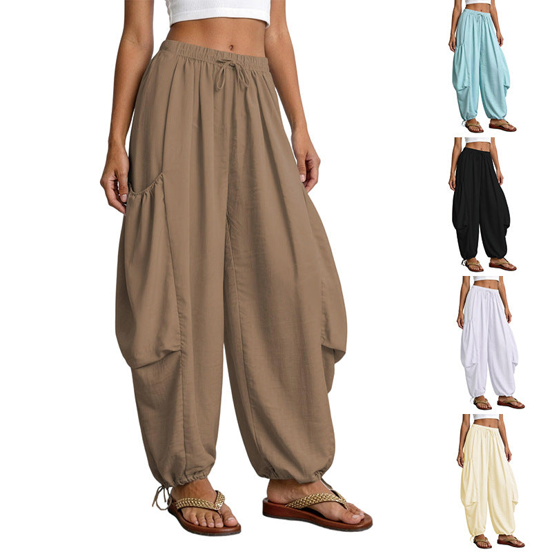 Damen Bequeme Freizeithose mit übergroßen Taschen und elastischem Bund Drune