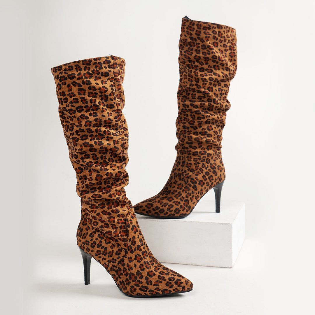 Damen Schicke Overknee-Stiefel mit raffiniertem Falten-Design Drune