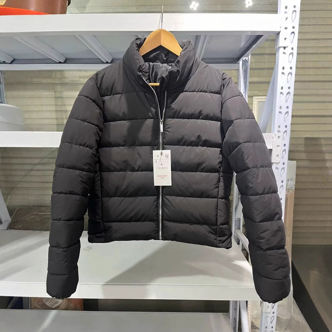Damen nan leichte wattierte Kurzsteppjacke mit hohem Stehkragen und Zwei-Wege-Reißverschluss Drune