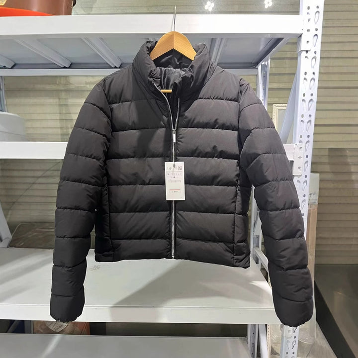Damen nan leichte wattierte Kurzsteppjacke mit hohem Stehkragen und Zwei-Wege-Reißverschluss Drune