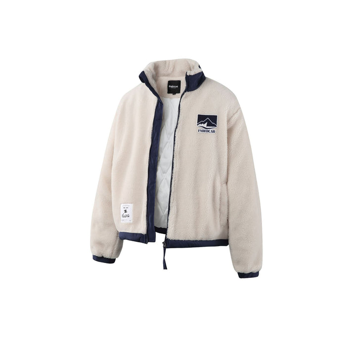 Herren Teddy-Fleecejacke mit Stehkragen, durchgehendem Reißverschluss und Kontrastbesatz Drune