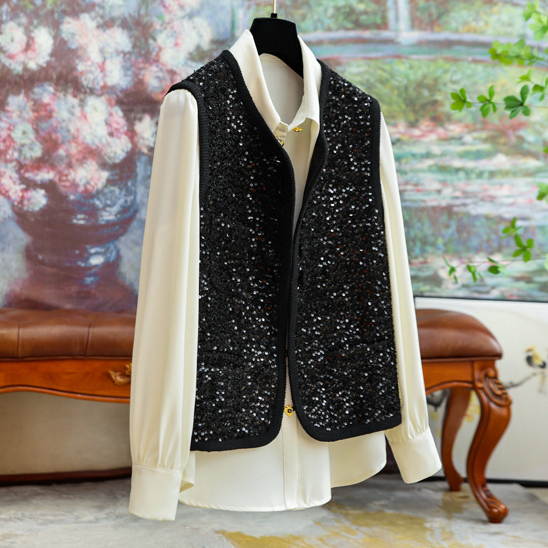 Damen Elegante und raffinierte Bluse mit Schmuckknöpfen Drune