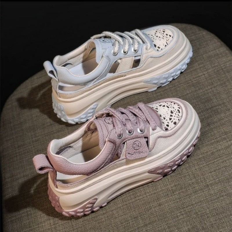 Damen Modische Sneaker mit luftigen Lochungen und dämpfender Laufsohle Drune