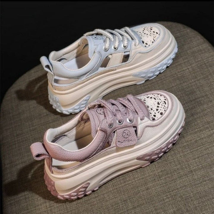 Damen Modische Sneaker mit luftigen Lochungen und dämpfender Laufsohle Drune