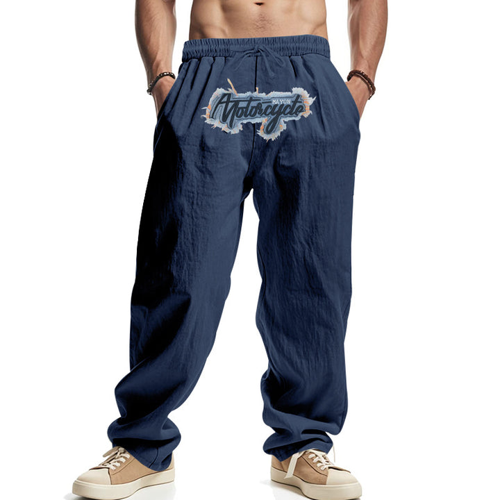 Herren lässige Freizeithose mit elastischem Bund und aufgesticktem Design Drune