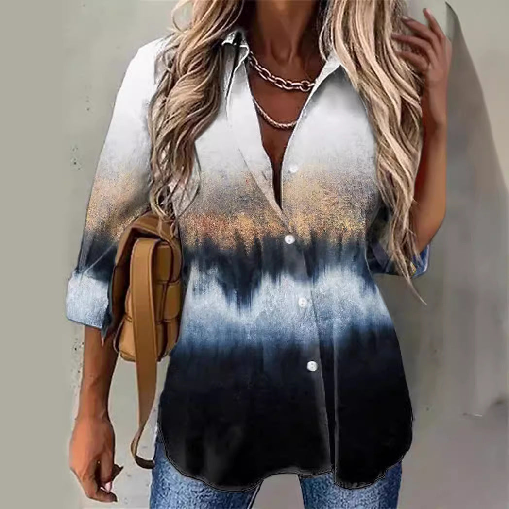 Damen lässige Chiffonbluse mit Ombre-Effekt Drune