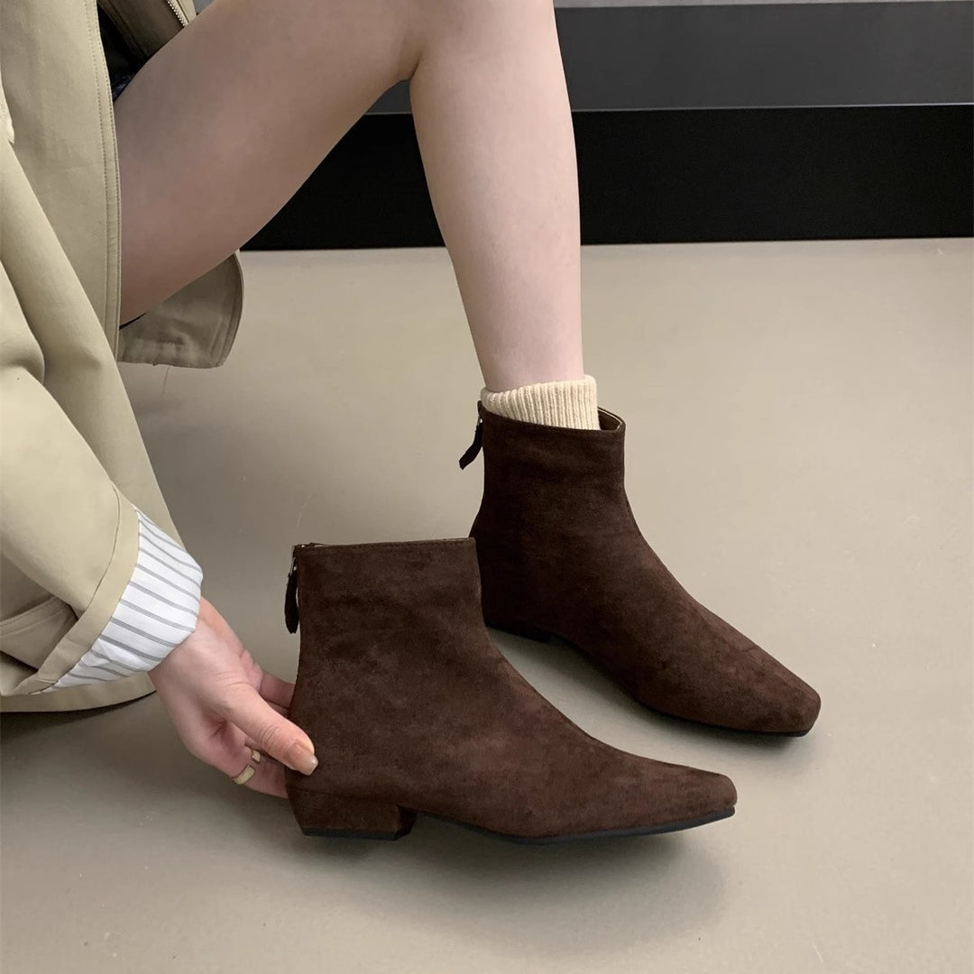 Damen Wildleder Spitz Zehen Knöchel Stiefeletten Drune