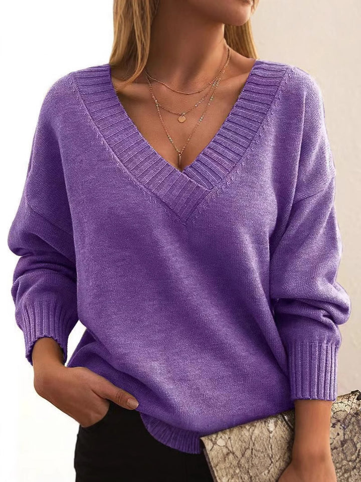 Damen lässiger V-Ausschnitt Sweatshirt mit angesagtem Oversized-Schnitt Drune