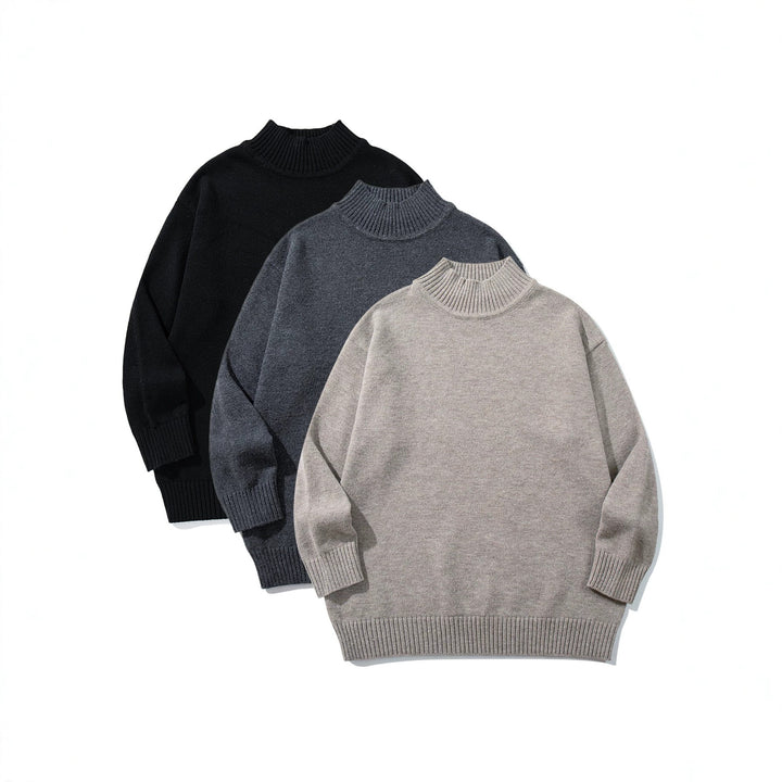 Unisex Oversize-Troyer-Pullover mit kurzem Stehkragen und breiten Rippenbündchen Drune