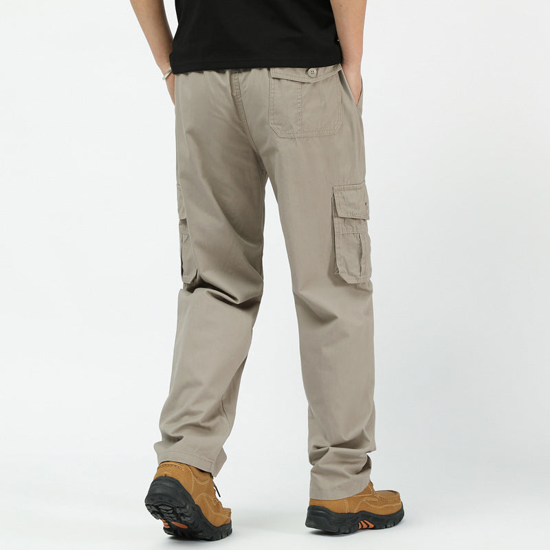 Herren Lockere Cargo-Freizeithose mit tiefem Schritt, elastischem Bund & Multitaschen Drune