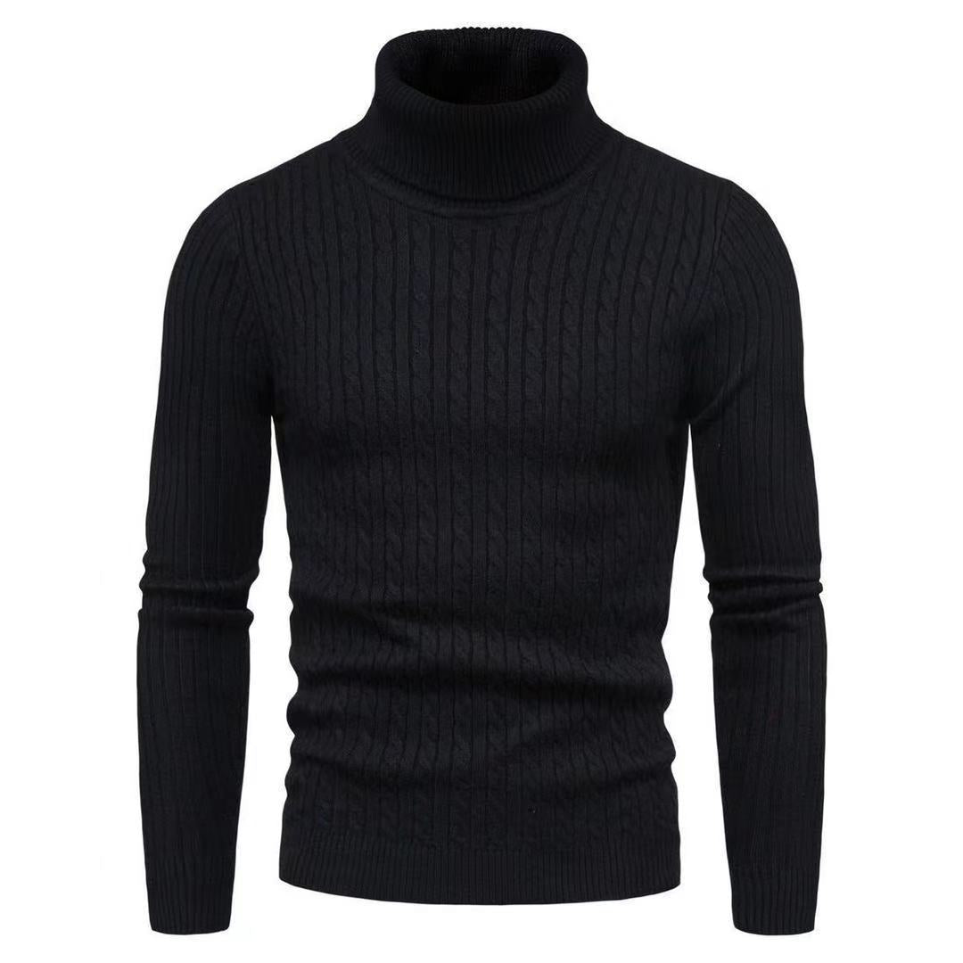 Herren nan schlanker Rollkragenpullover mit Zopfstruktur, feinem Rippstrick und elastischen Bündchen Drune