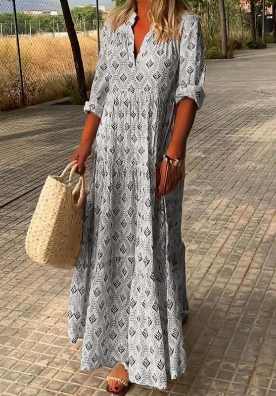 Damen Maxi-Kleid mit floralem Muster Drune