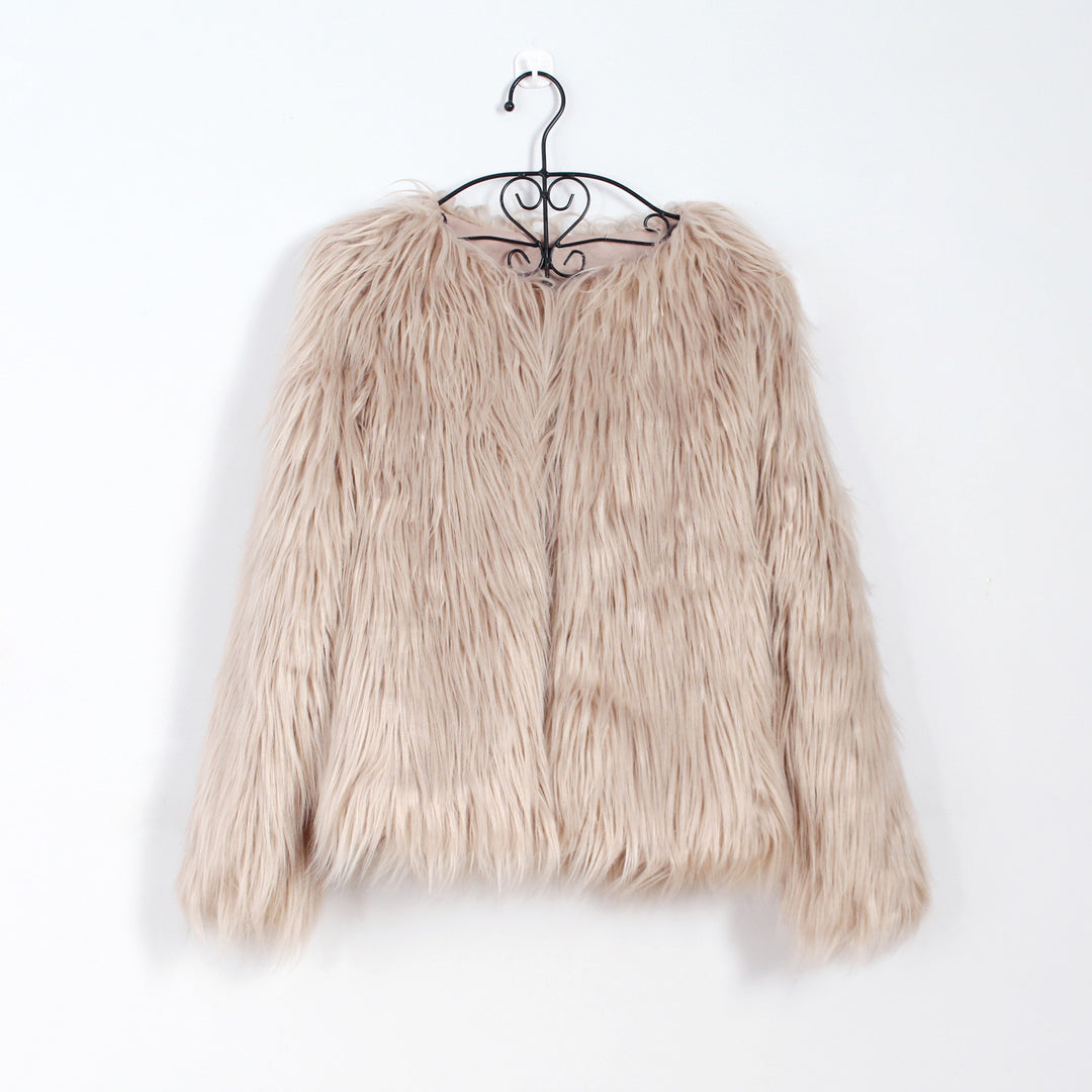 Damen Flauschige Kunstpelzjacke mit lässigem Schnitt Drune