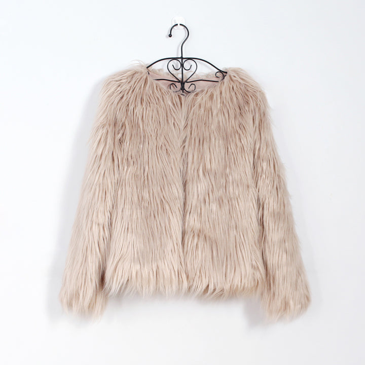 Damen Flauschige Kunstpelzjacke mit lässigem Schnitt Drune