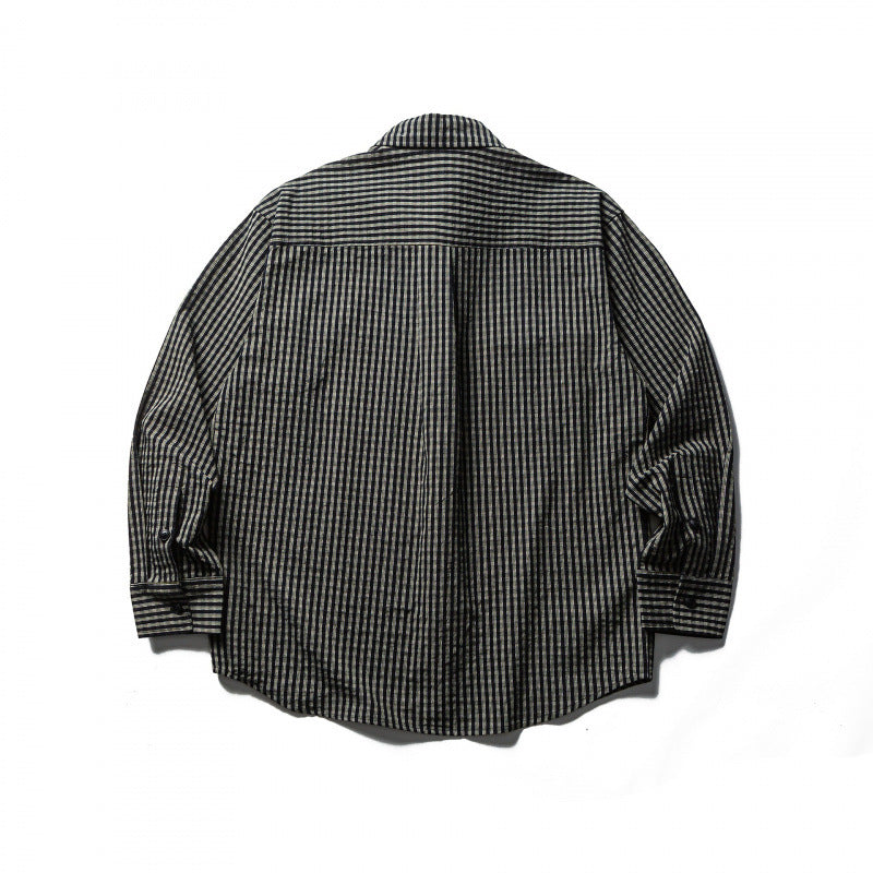 Herren Boxy-Overshirt aus leichter Baumwollmischung mit feinem Karomuster und Brustklappentaschen Drune