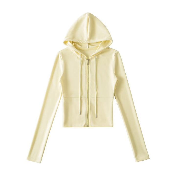 Damen Crop-Hoodie mit praktischem Reißverschluss und sportlichem Design Drune