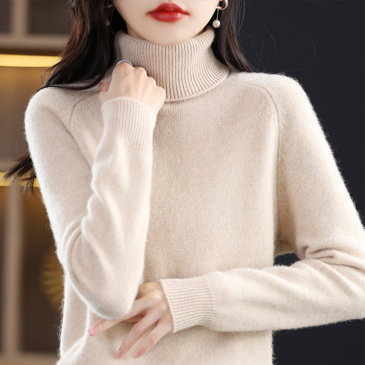 Damen Weicher Hochkragen-Pullover aus flauschigem Wollmix mit Raglanärmeln Drune