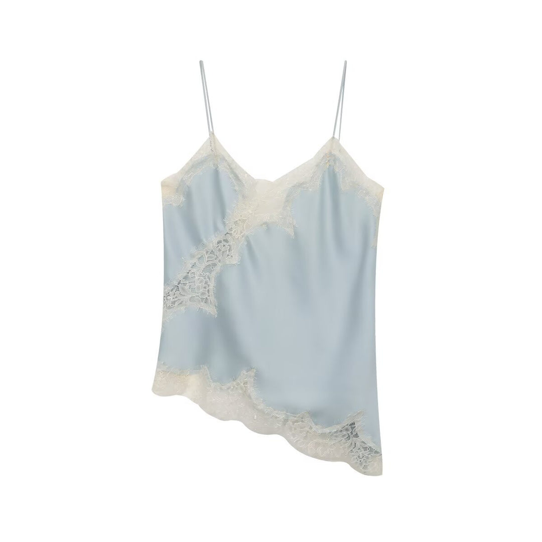 Damen-Spitzen-Camisole mit asymmetrischem Schnitt und eleganten Punkten Drune