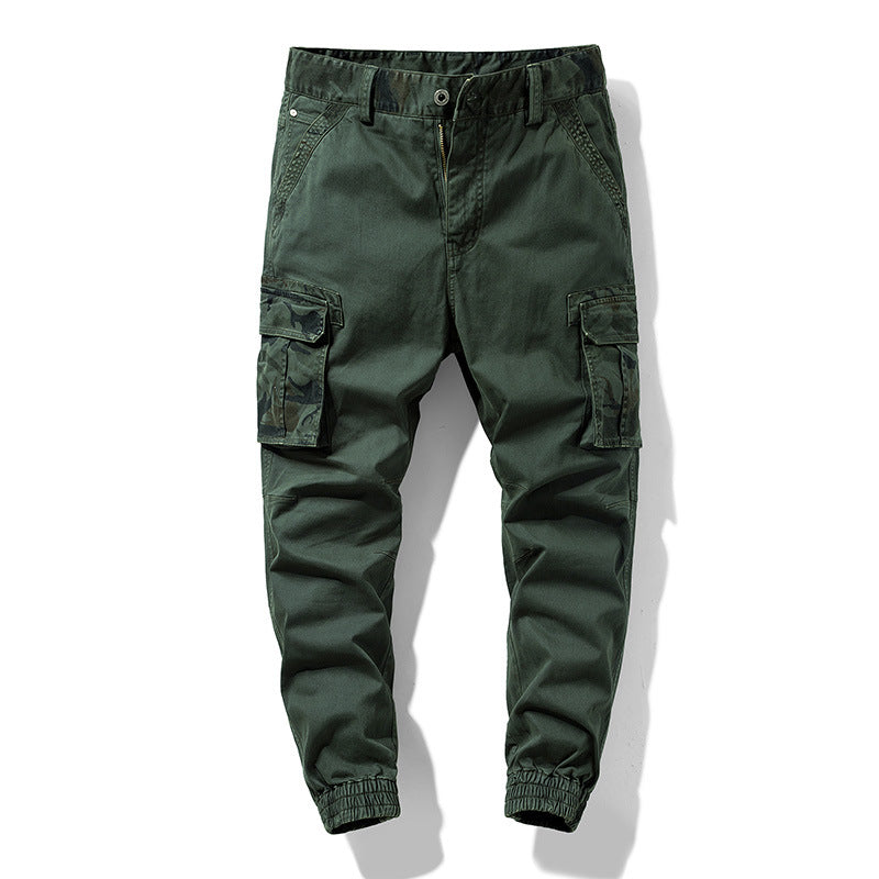 Herren Cargo-Joggerhose mit Multifachtaschen, elastischem Saum & Camouflage-Akzent Drune