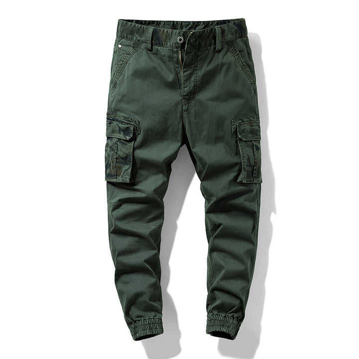 Herren Cargo-Joggerhose mit Multifachtaschen, elastischem Saum & Camouflage-Akzent Drune