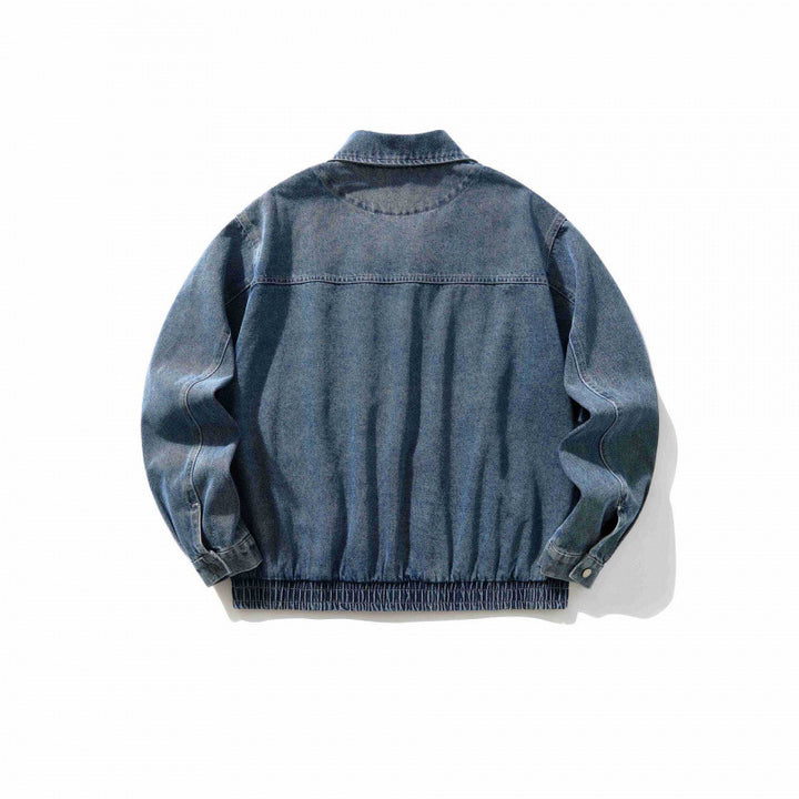 Herren Oversize-Jeansjacke mit elastischem Saum und verdeckter Druckknopfleiste Drune