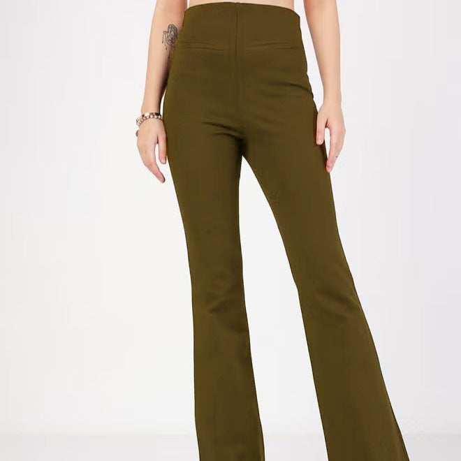 Damen Hochtaillierte Bootcut-Stretchhose mit figurformendem Oberschenkel und weitem Schlag Drune