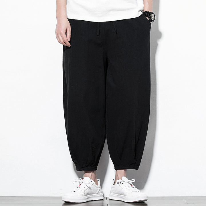 Herren Weite Harem-Loungehose mit elastischem Bund und gerafften Knöchelabschlüssen Drune