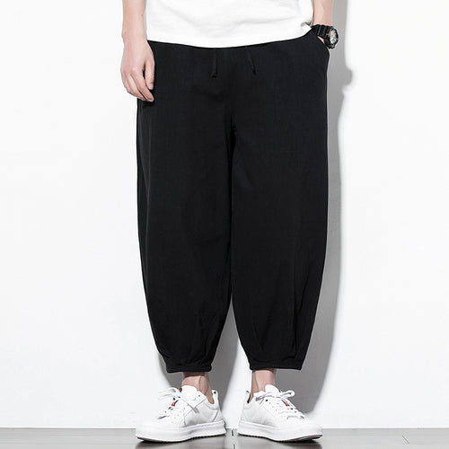 Herren Weite Harem-Loungehose mit elastischem Bund und gerafften Knöchelabschlüssen Drune
