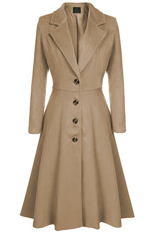Damen eleganter Trenchcoat mit strukturiertem Fleece und kunstvollen Knopfdetails Drune