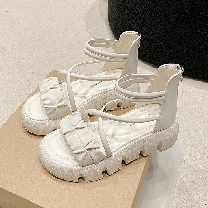 Damen modische Keilsandalen mit raffiniertem Riemendesign Drune
