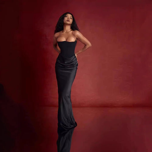 Damen elegantes, figurbetontes Abendkleid mit raffiniertem Taillendetail Drune