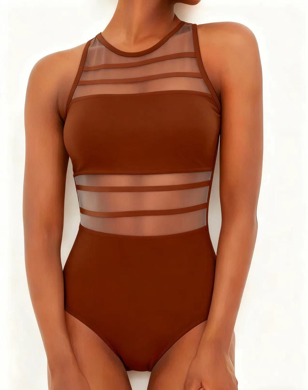 Damen Sportlicher Einteiler mit transparenten Einsätzen Drune
