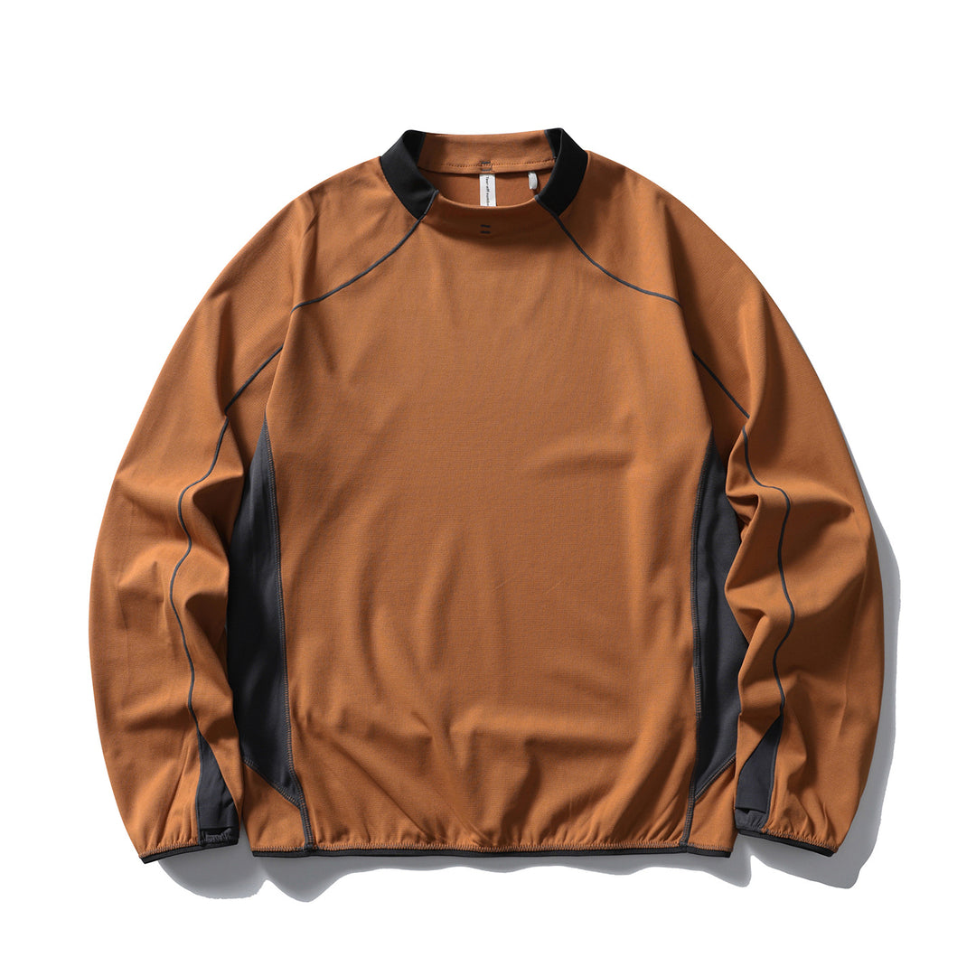 Unisex technisches Mockneck-Longsleeve mit Raglannähten, Kontrast-Einsätzen und elastischem Saum Drune